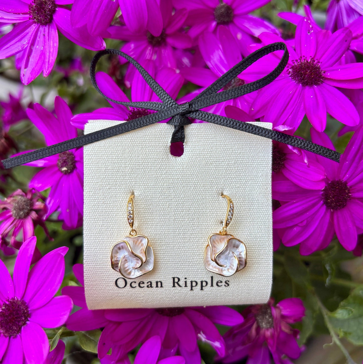 14ct Gold Plated Moonlit Petal Earrings Earrings Ocean Ripple