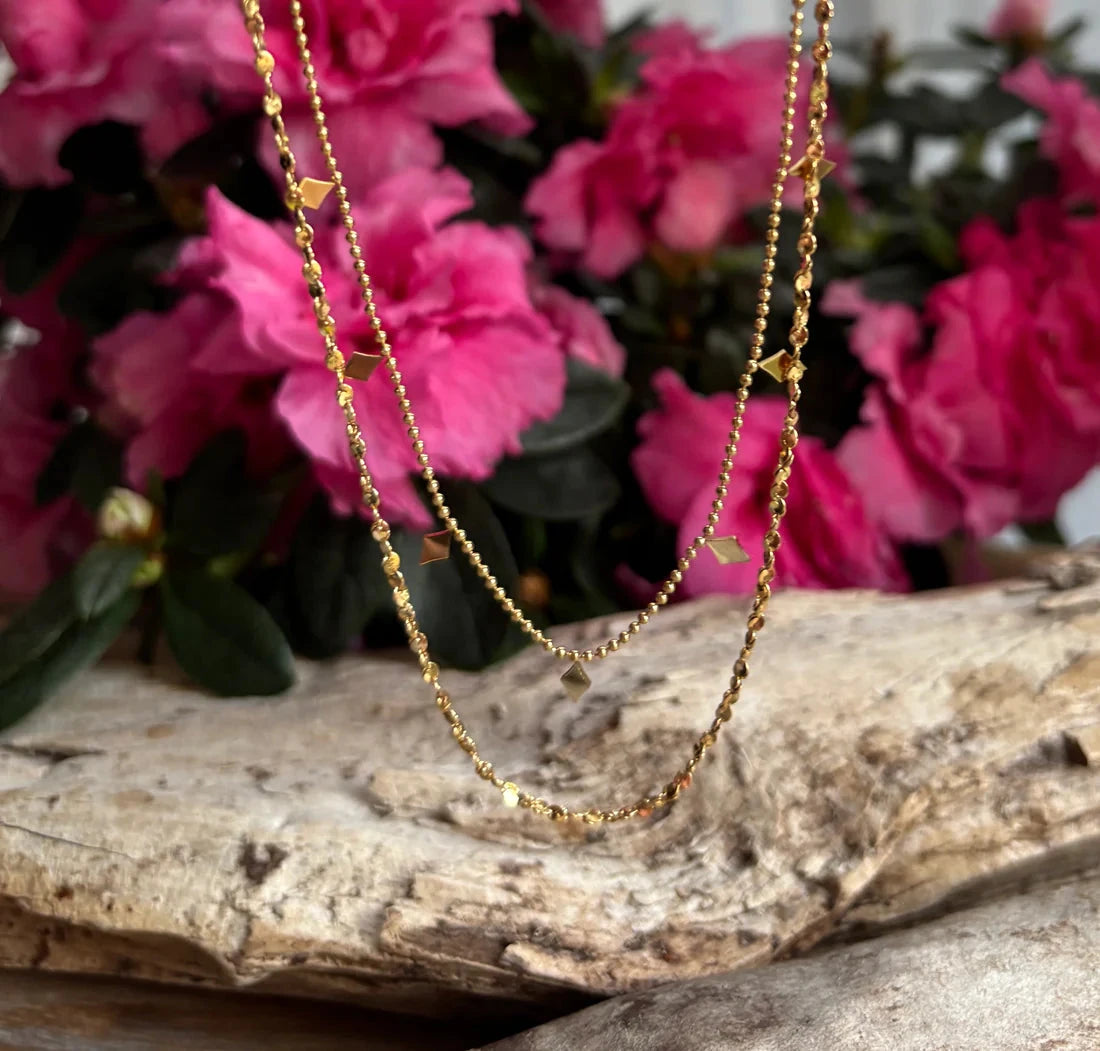 18ct Gold Plated Double Chain Necklace Necklace Ocean Ripple