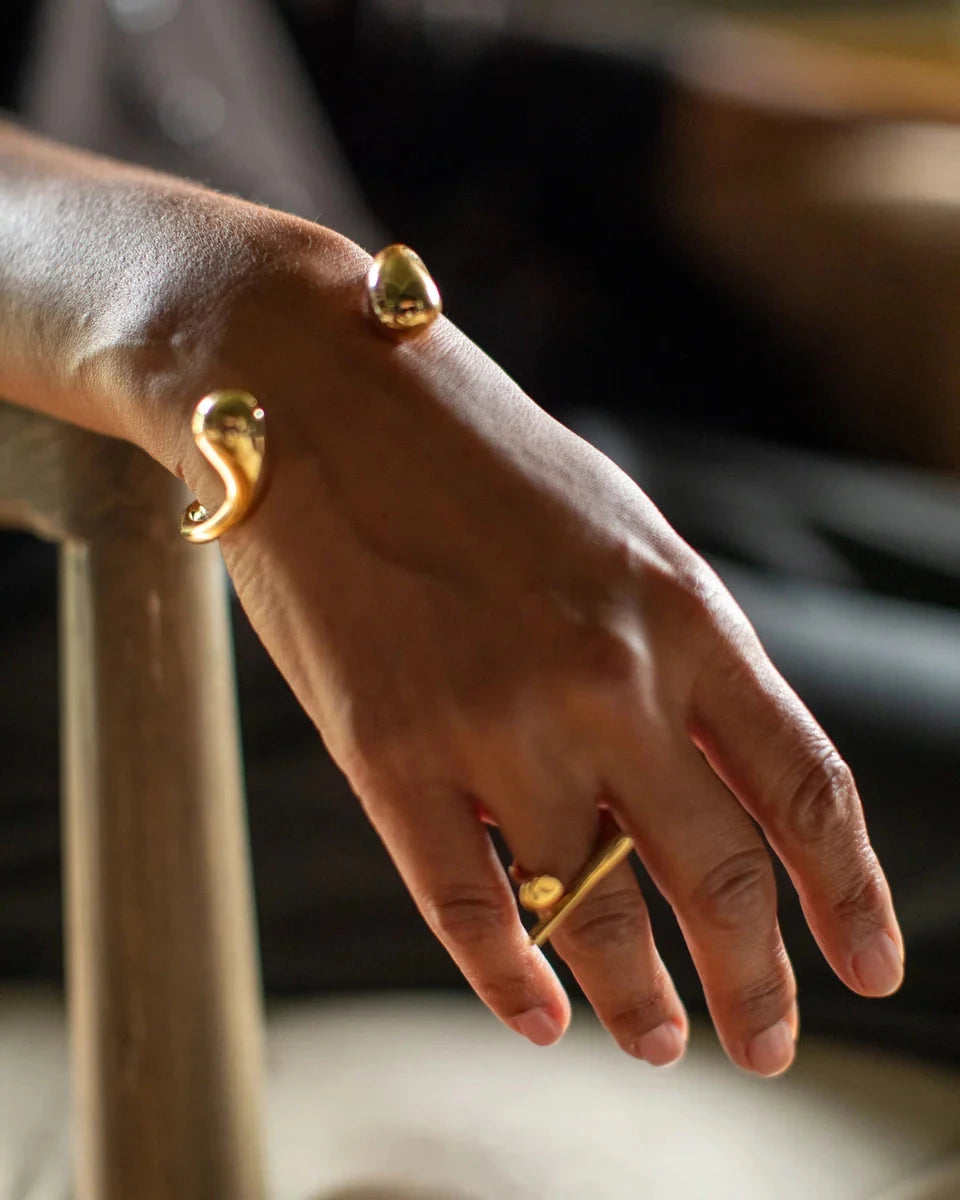 Abstract Chunky Bangle | Gold Bracelet Chalk