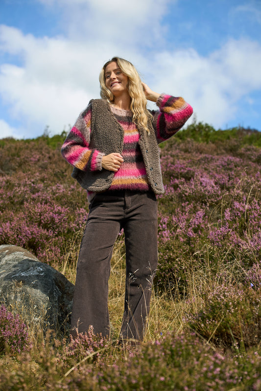 Adria Stripe Jumper | Berry Jumper Black Colour