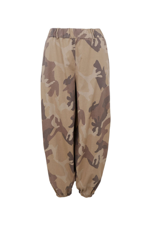 Ally Balloon Pant | Brown Camouflage Trousers Black Colour