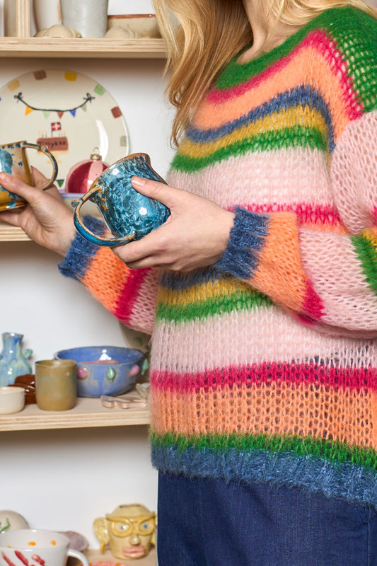 Anna Stripe Jumper | Orange Jumper Black Colour