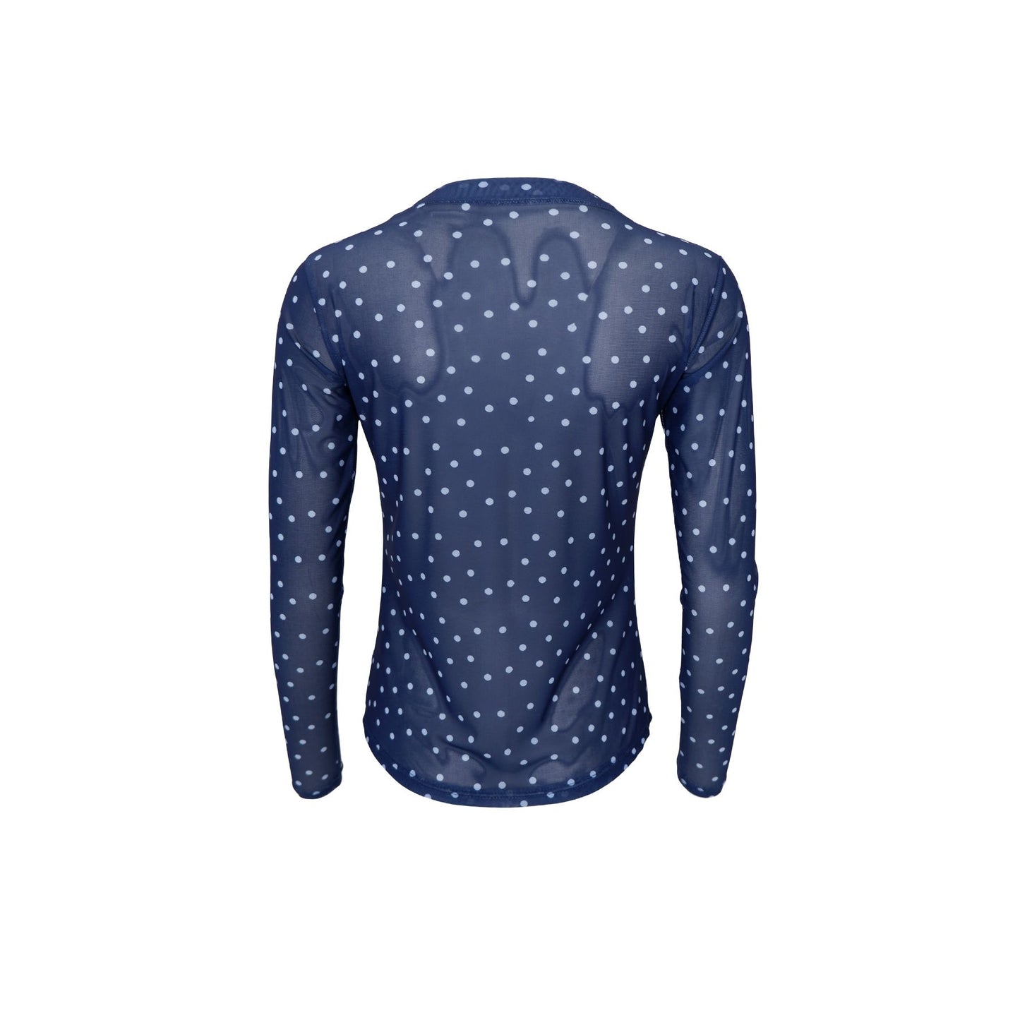 Annie Mesh Blouse | Navy Dot Shirts & Tops Black Colour