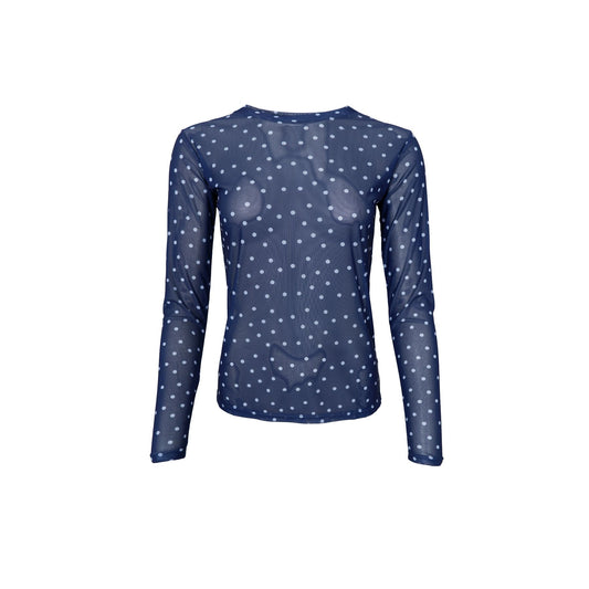 Annie Mesh Blouse | Navy Dot Shirts & Tops Black Colour