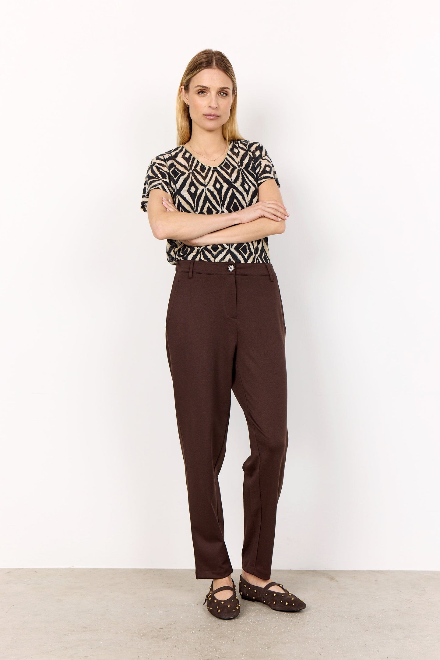 Aretha Top | Black Combi Blouse Soya Concept
