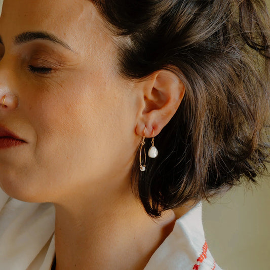 Beaded Hoop Earring | Mother of Pearl Earrings Wanderlust Life