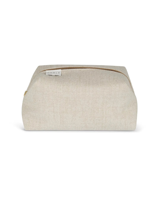 Belgravia Box Bag | Brushed | Oyster Make up Bag Chalk