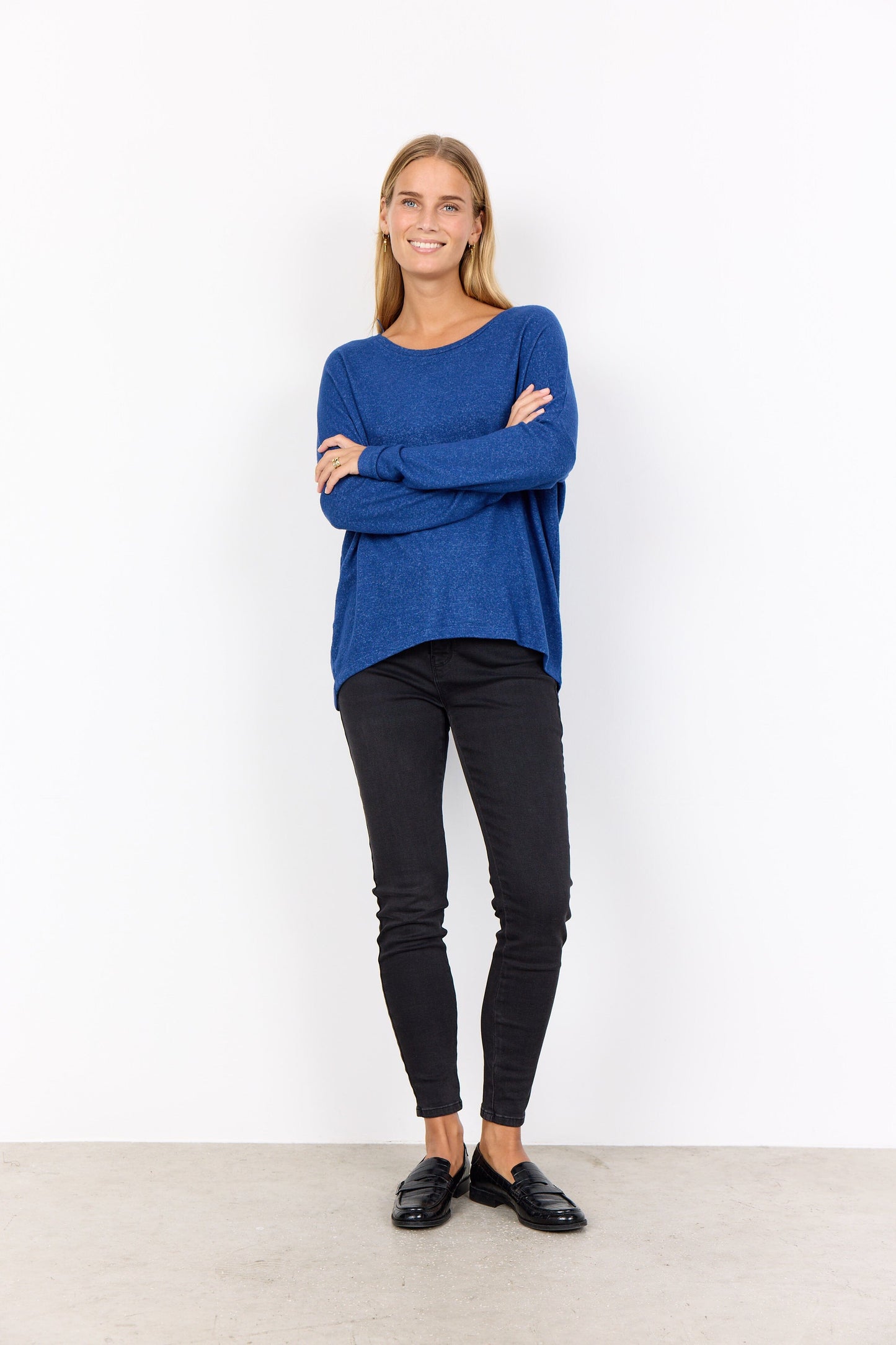 Biara Blouse | Estate Blue Melange Blouse Soya Concept