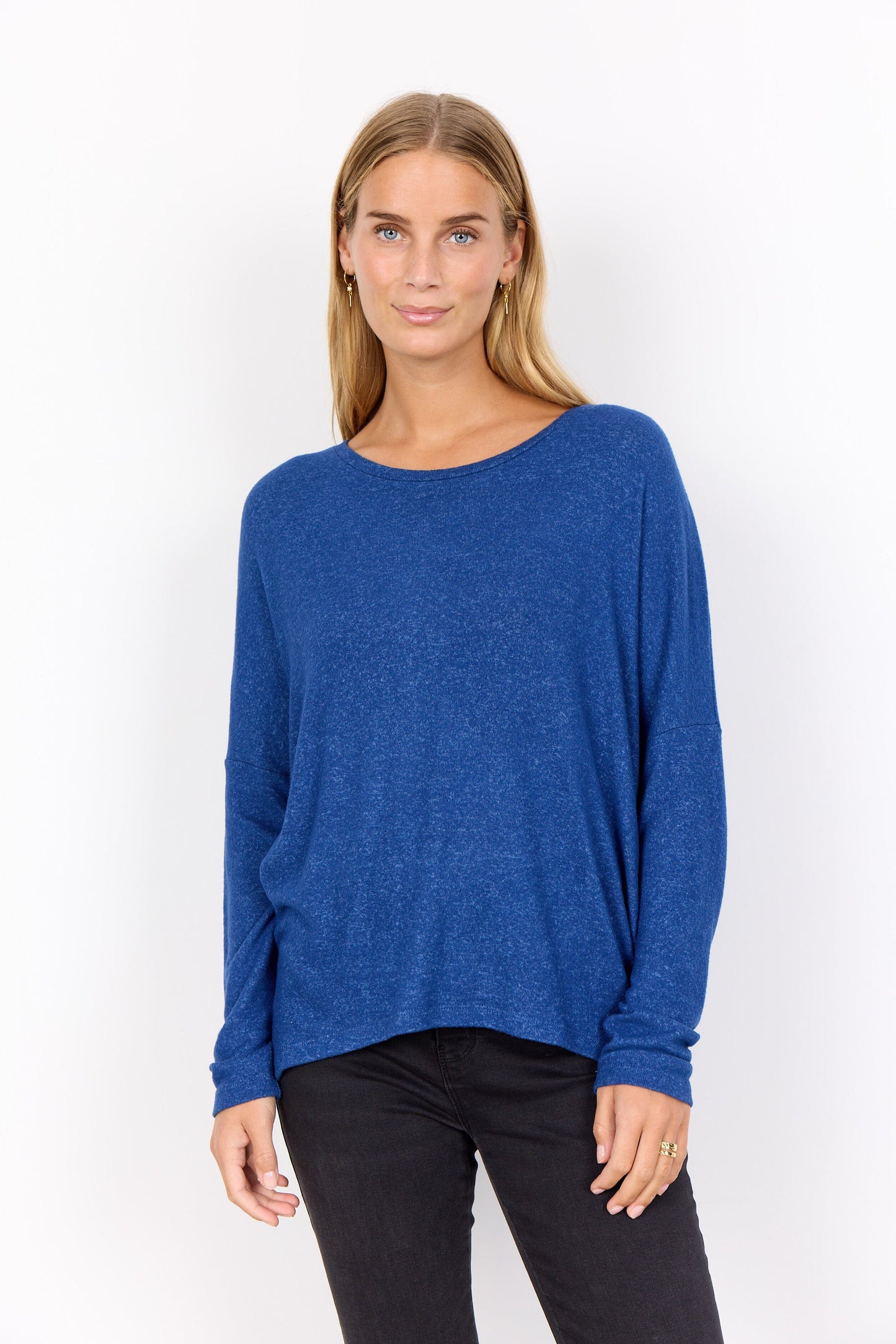 Biara Blouse | Estate Blue Melange Blouse Soya Concept