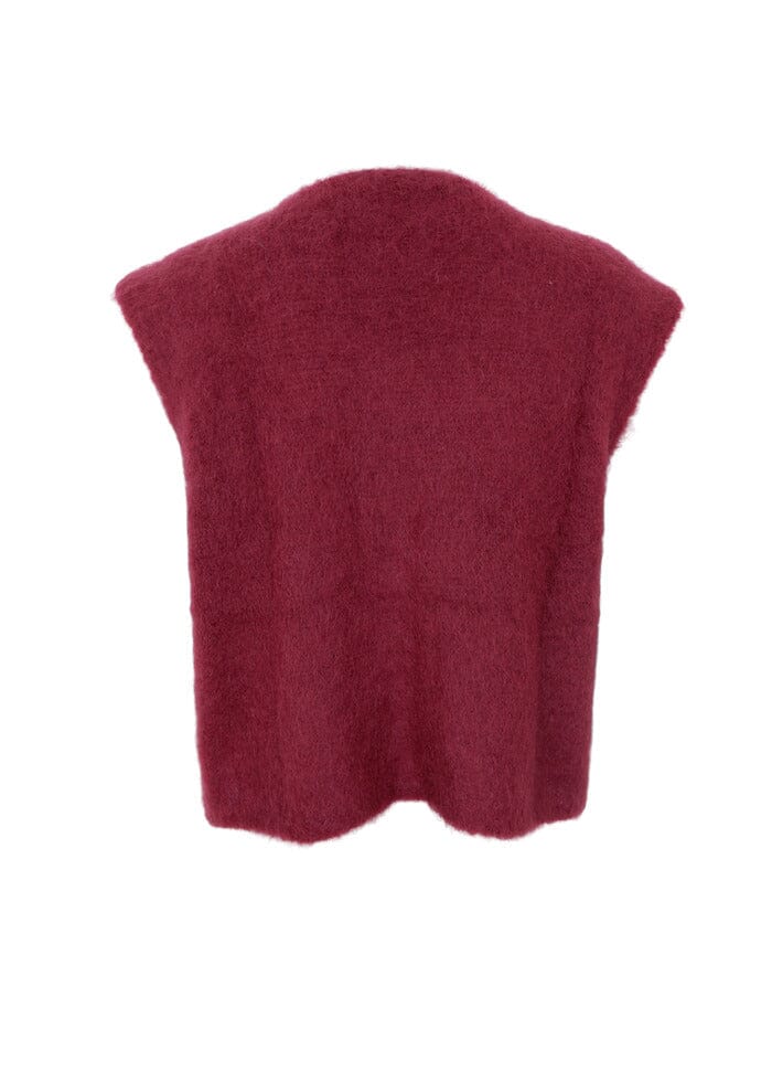 Bjoerk Knitted Button Vest | Plum Cardigan Black Colour