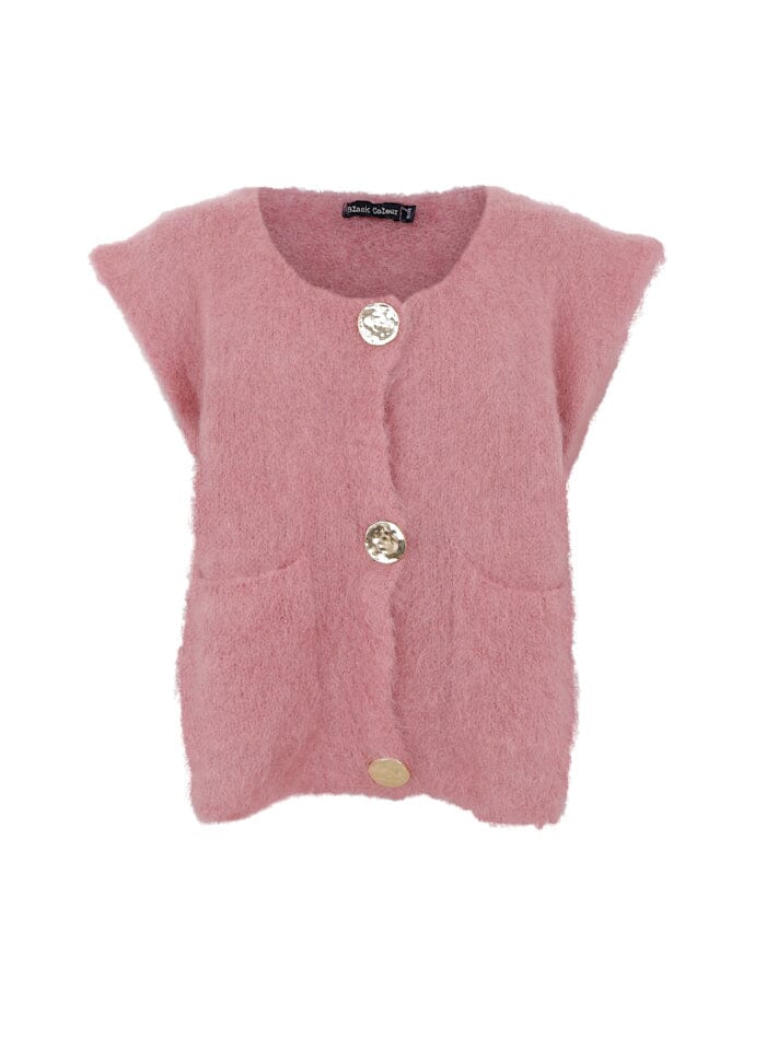 Bjoerk Knitted Button Vest | Winter Rose Cardigan Black Colour