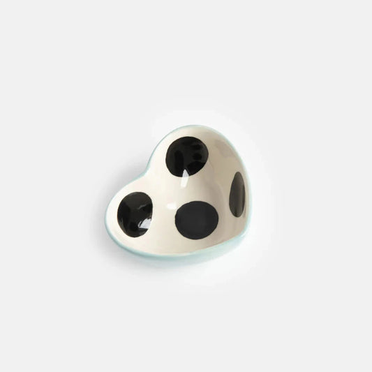 Blue Mono Dots Heart Shape Trinket Bowl Bowl Caroline Gardner