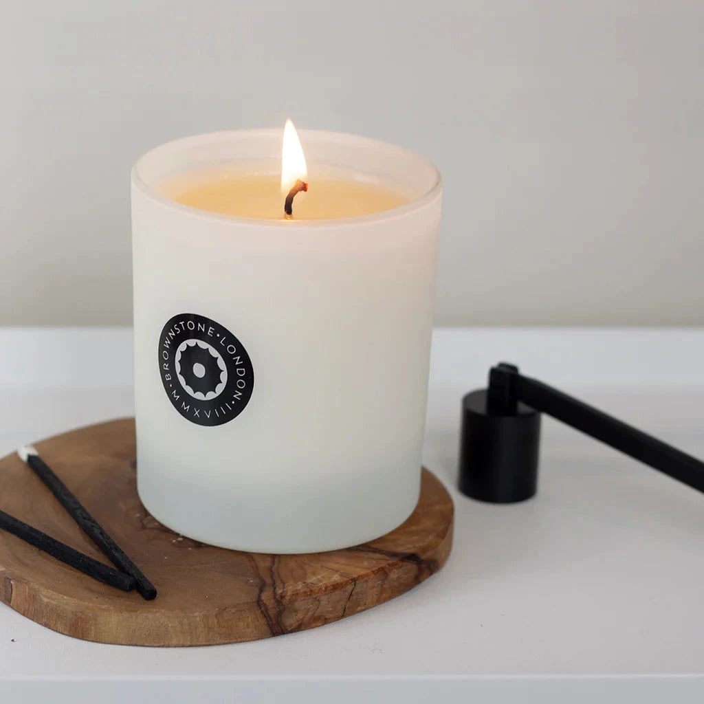Boxed Candle | Woodsmoke & Amber Candle Brownstone London