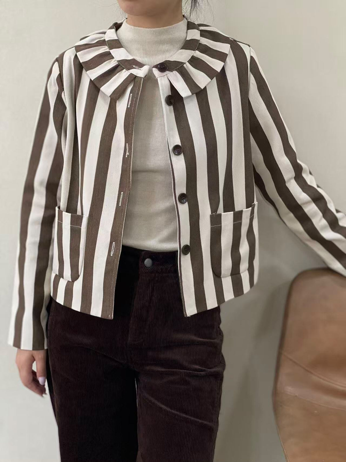 Brigitte Jacket | Chocolate Stripe Jacket Parisienne Collection