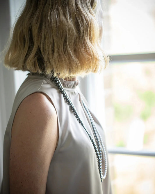 Burley Long Beaded Necklace | Grey Necklace Chalk