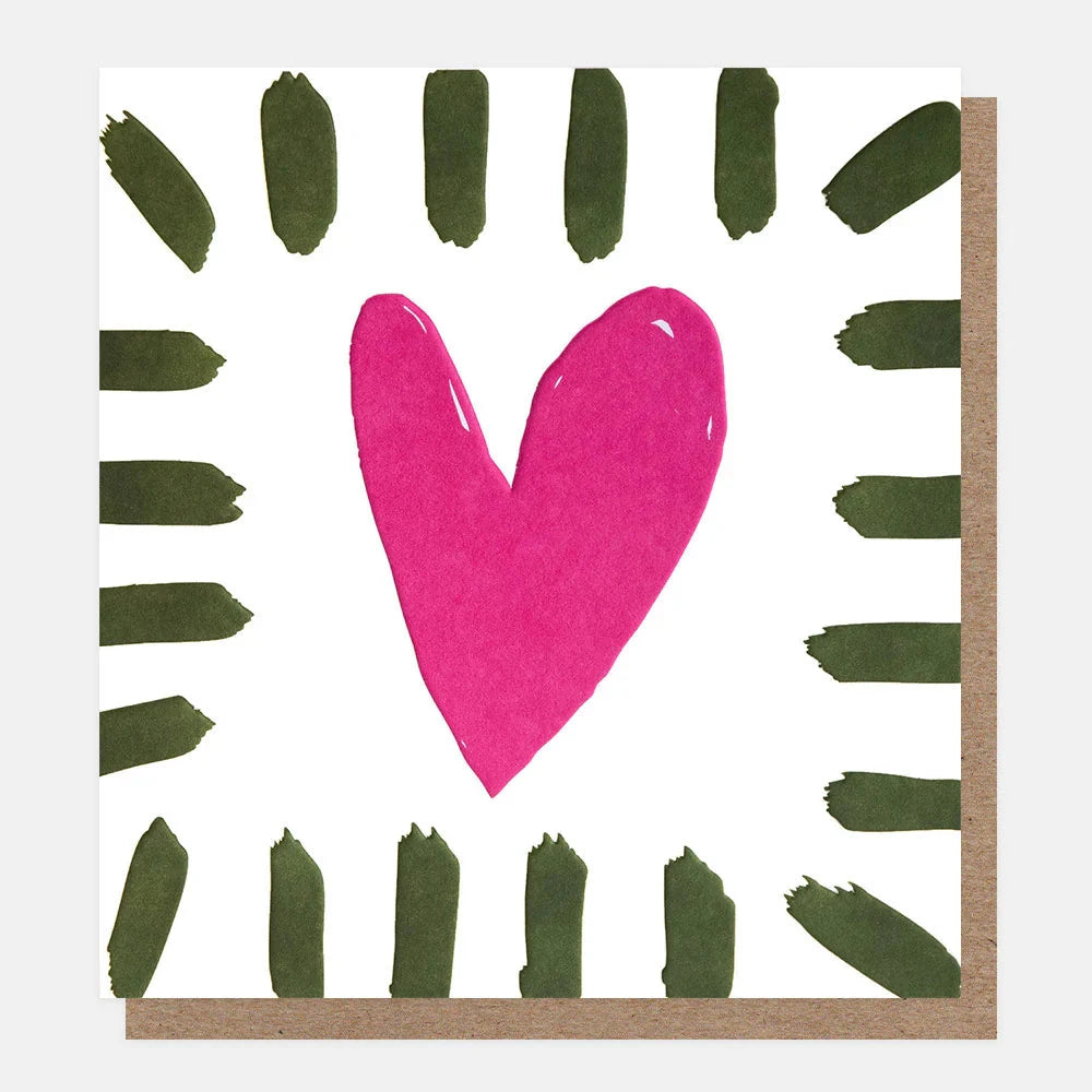 Card | Pink Heart with Green Border Greeting card Caroline Gardner