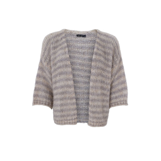 Casey Striped Cardigan | Natural Knitwear Black Colour 