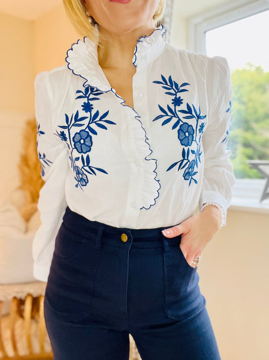 Colette Blouse | 2 Colours Blouse French Edit Blue XS