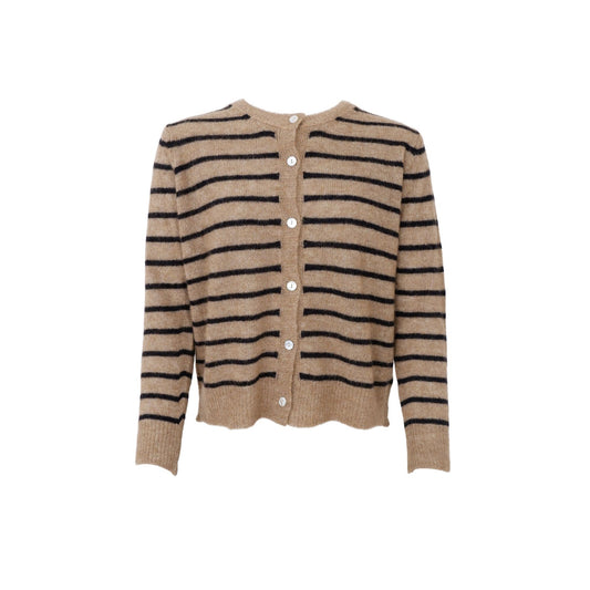 Dell Stripe Cardigan | Taupe Cardigan Black Colour