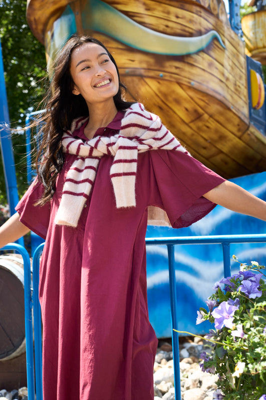 Dell Stripe Cardigan | Wine Cardigan Black Colour