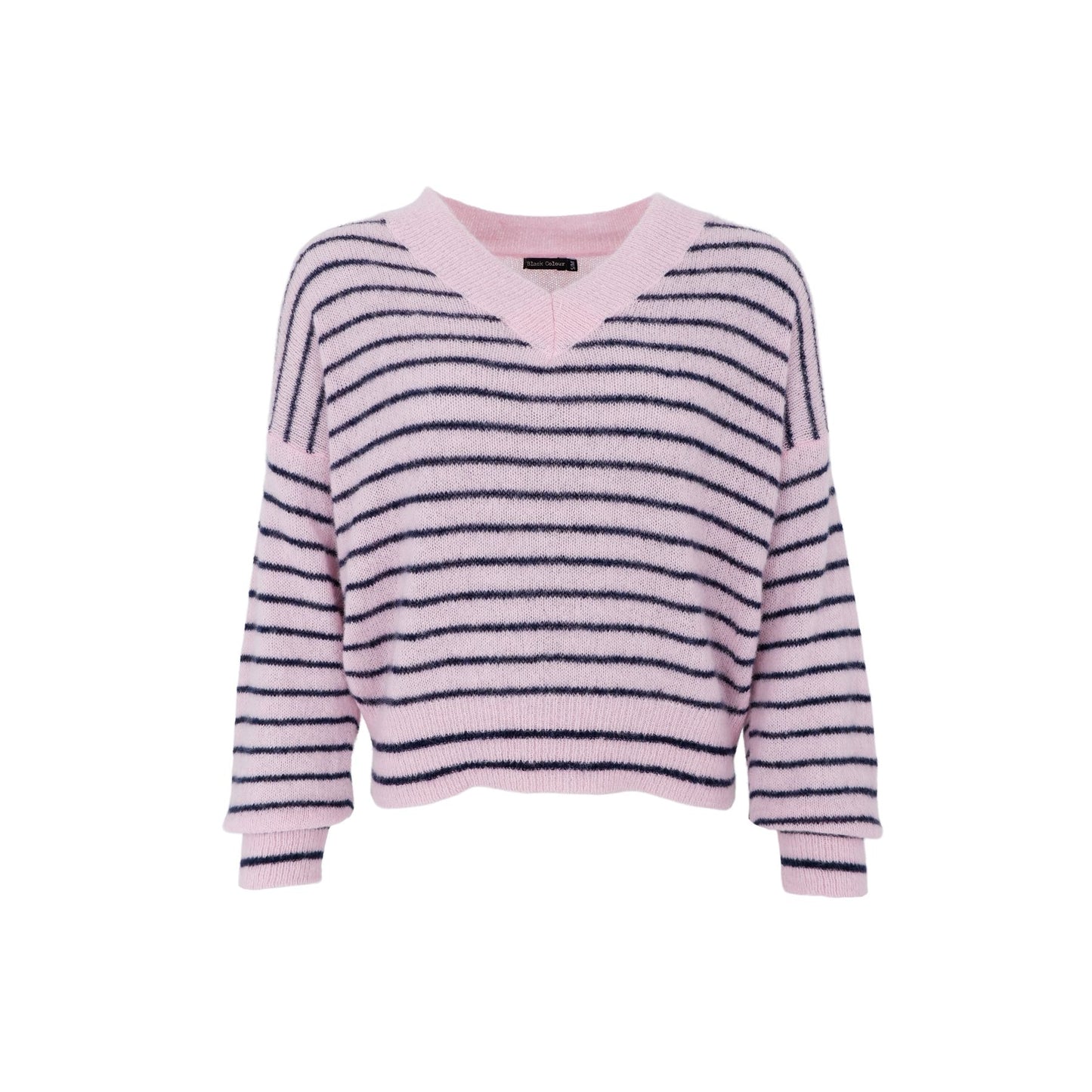 Dell Striped V-Neck Jumper | Rose Jumper Black Colour