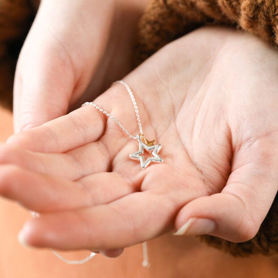Double Star Necklace | Silver & Gold Necklace Lisa Angel