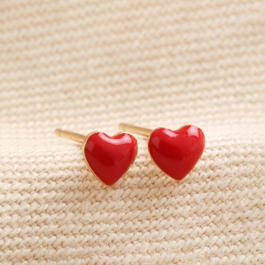 Enamel Heart Stud | Red Earrings Lisa Angel