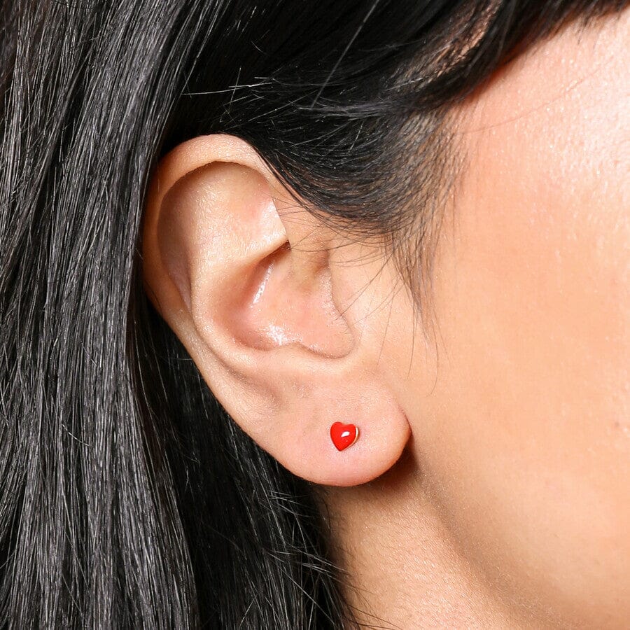 Enamel Heart Stud | Red Earrings Lisa Angel