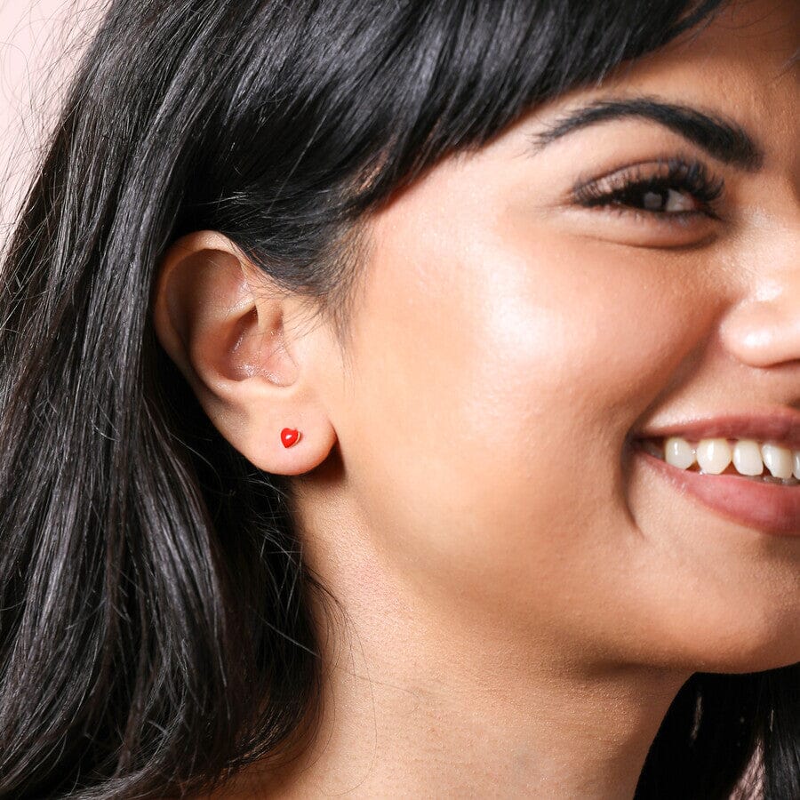 Enamel Heart Stud | Red Earrings Lisa Angel