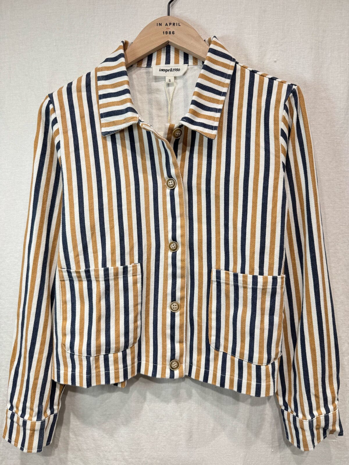 Estelle Stripe Jacket | Taupe Jacket Parisienne Collection