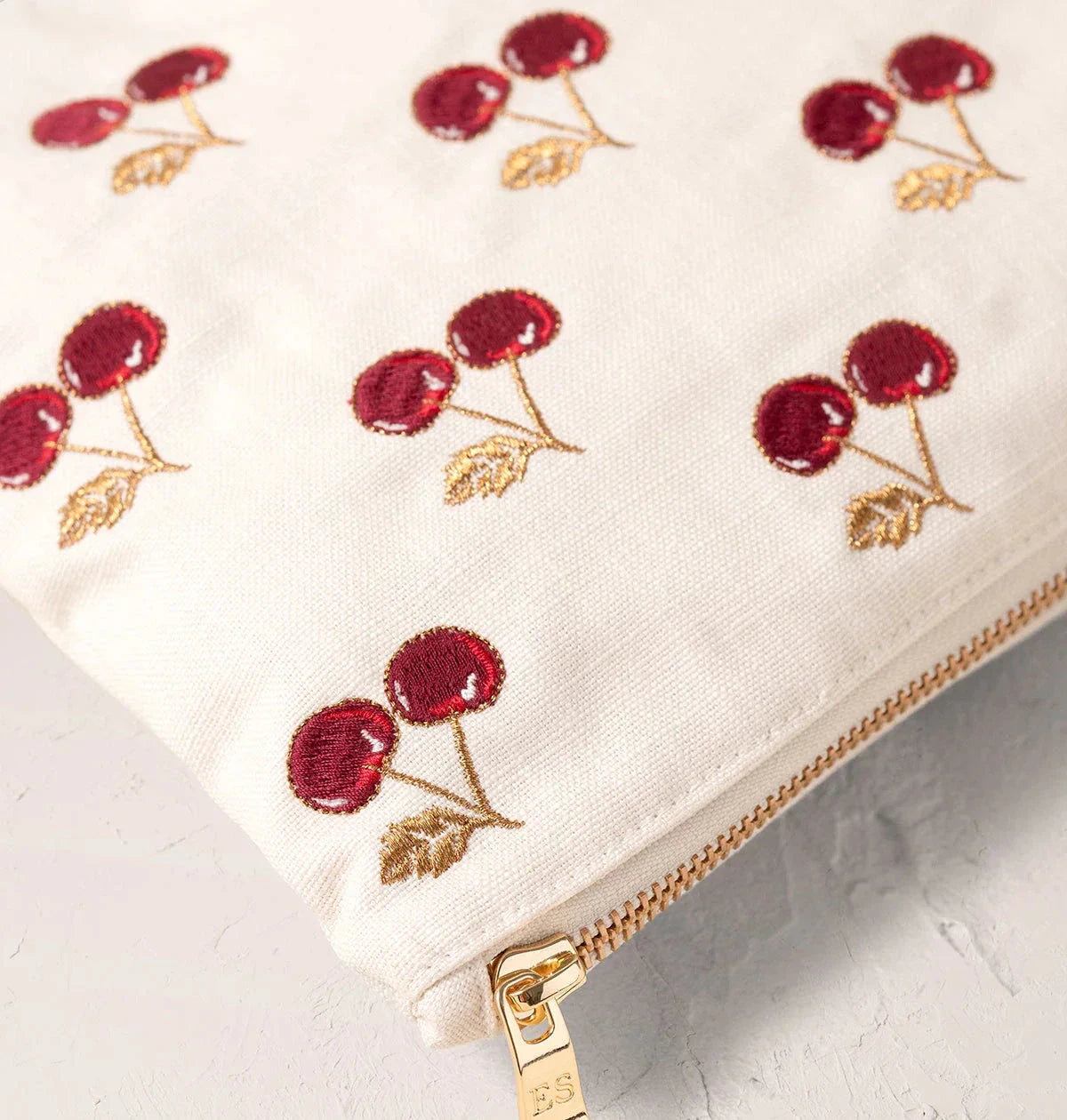 Everyday Pouch | Cherries | Cream Make up Bag Elizabeth Scarlett