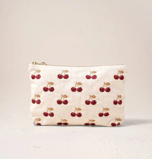 Everyday Pouch | Cherries | Cream Make up Bag Elizabeth Scarlett