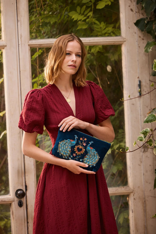 Everyday Pouch | Peacock Floral Make up Bag Elizabeth Scarlett
