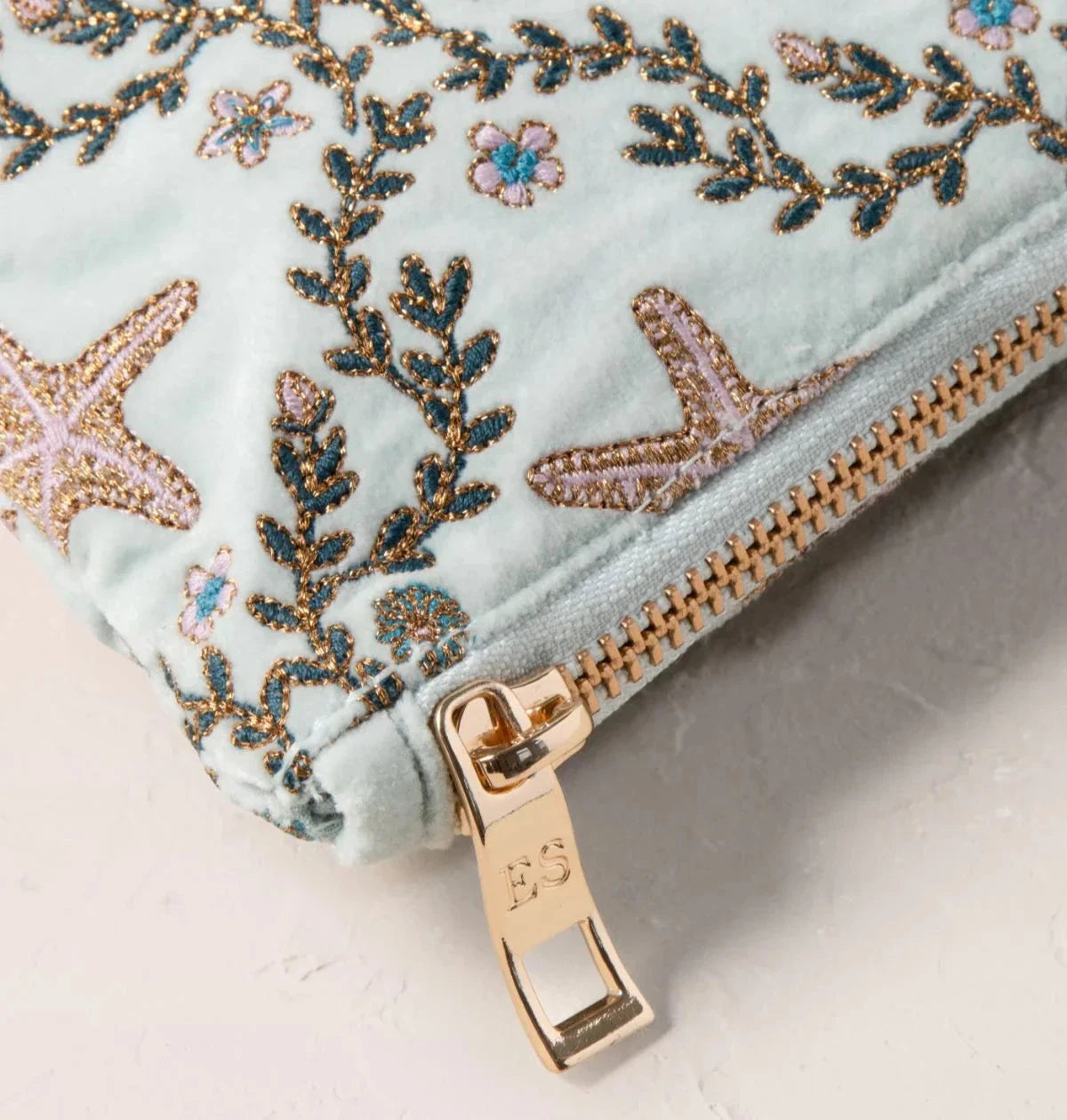 Everyday Pouch | Starfish Garden | Ice Blue Make up Bag Elizabeth Scarlett