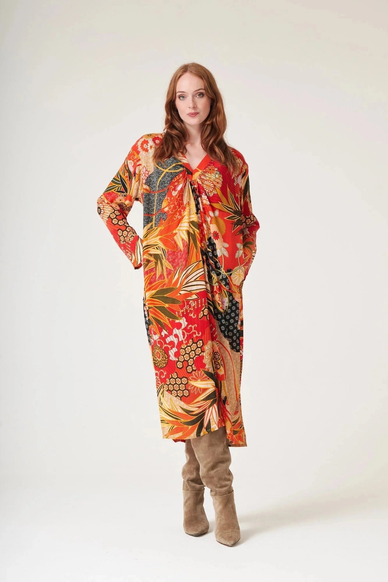 Fans Midi Dress | Scarlet Dress One Hundred Stars