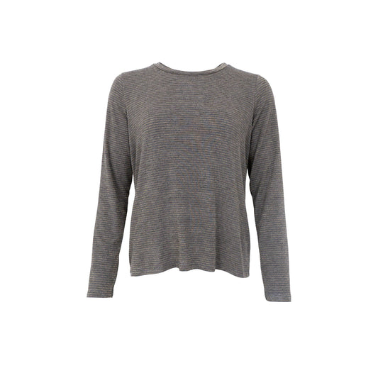 Faye Loose Tee | Grey Stripe Shirts & Tops Black Colour