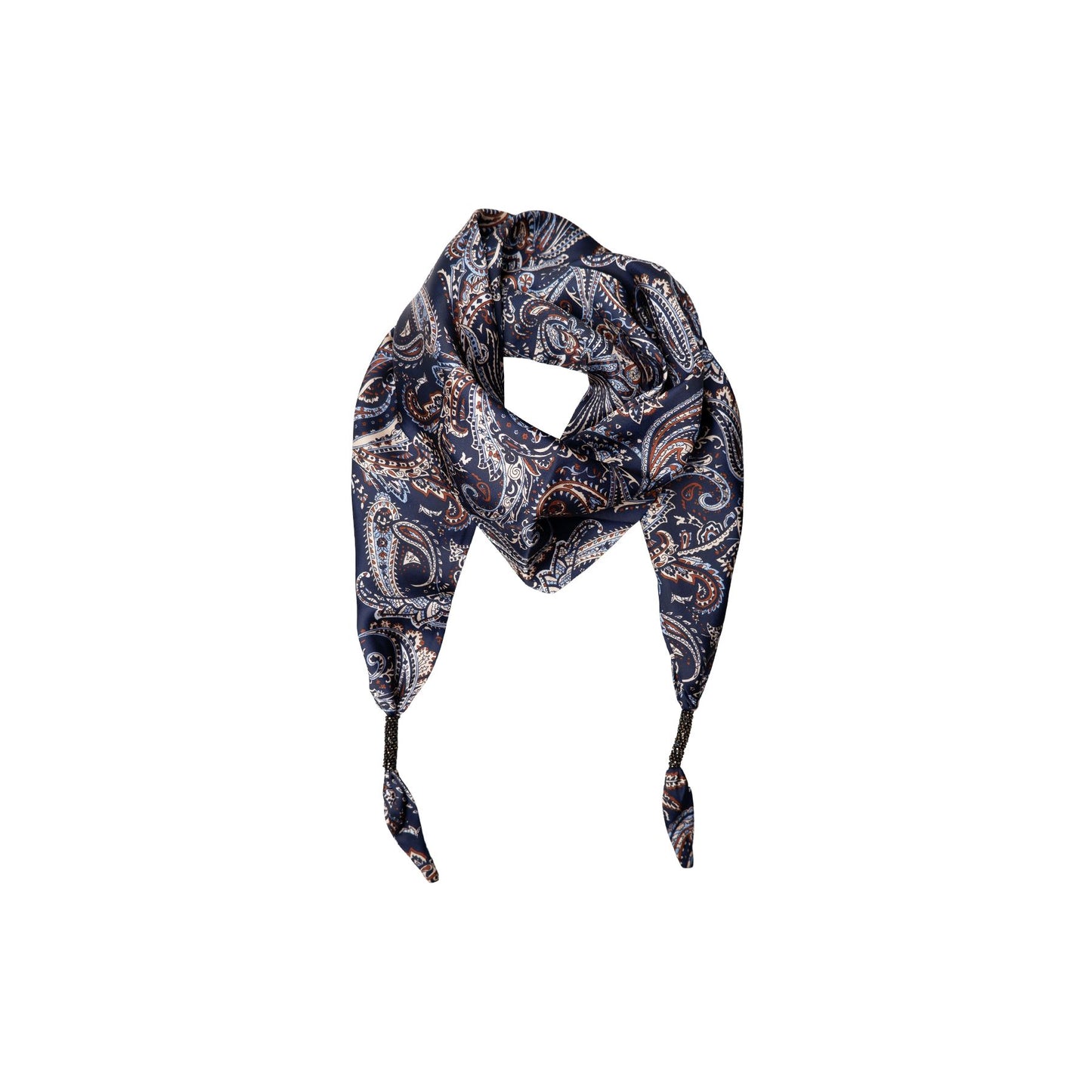 Fenella Scarf | Navy Paisley Scarves Black Colour
