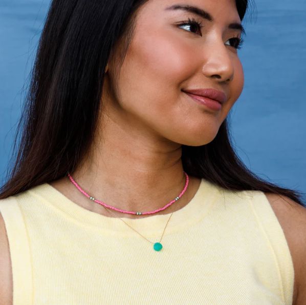 Fine Cord Necklace | Apple Green Chalcedony Necklaces Wanderlust Life