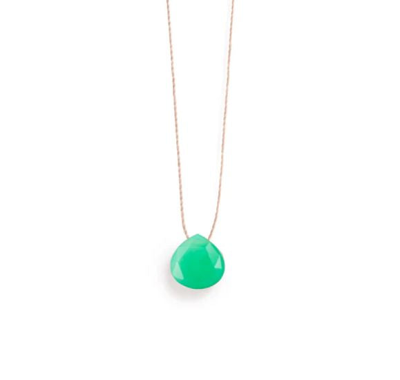Fine Cord Necklace | Apple Green Chalcedony Necklaces Wanderlust Life
