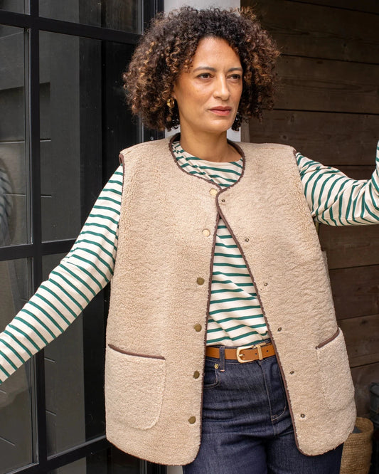 Fleur Stripe T Shirt | Evergreen/Cream Shirts & Tops Chalk