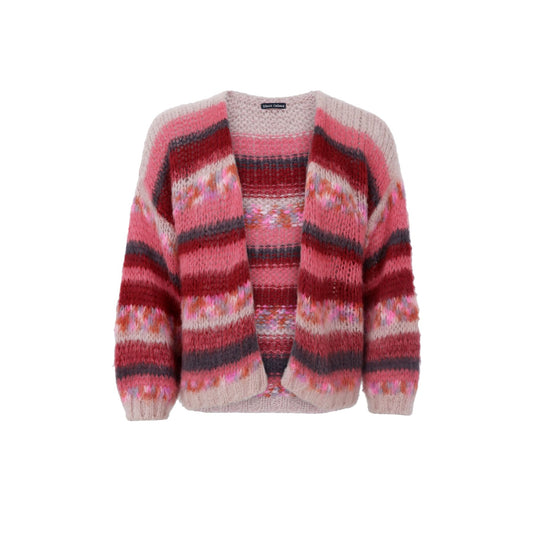 Fontana Multi Stripe Cardigan | Berry Cardigan Black Colour