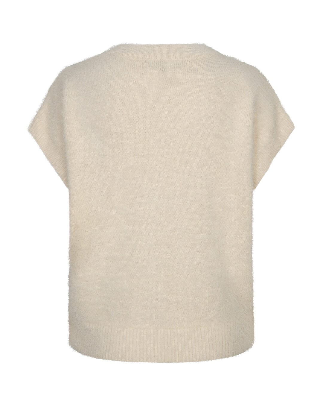 Fuzzy Sleeveless Cardigan | Cream Cardigan Red Button