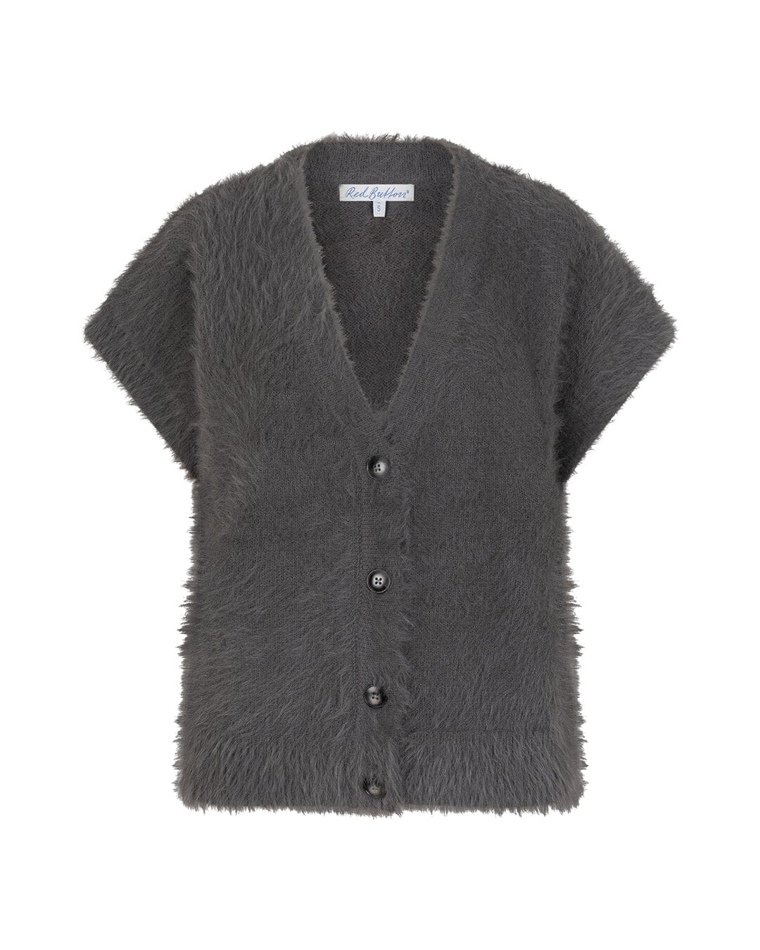 Fuzzy Sleeveless Cardigan | Lava Cardigan Red Button