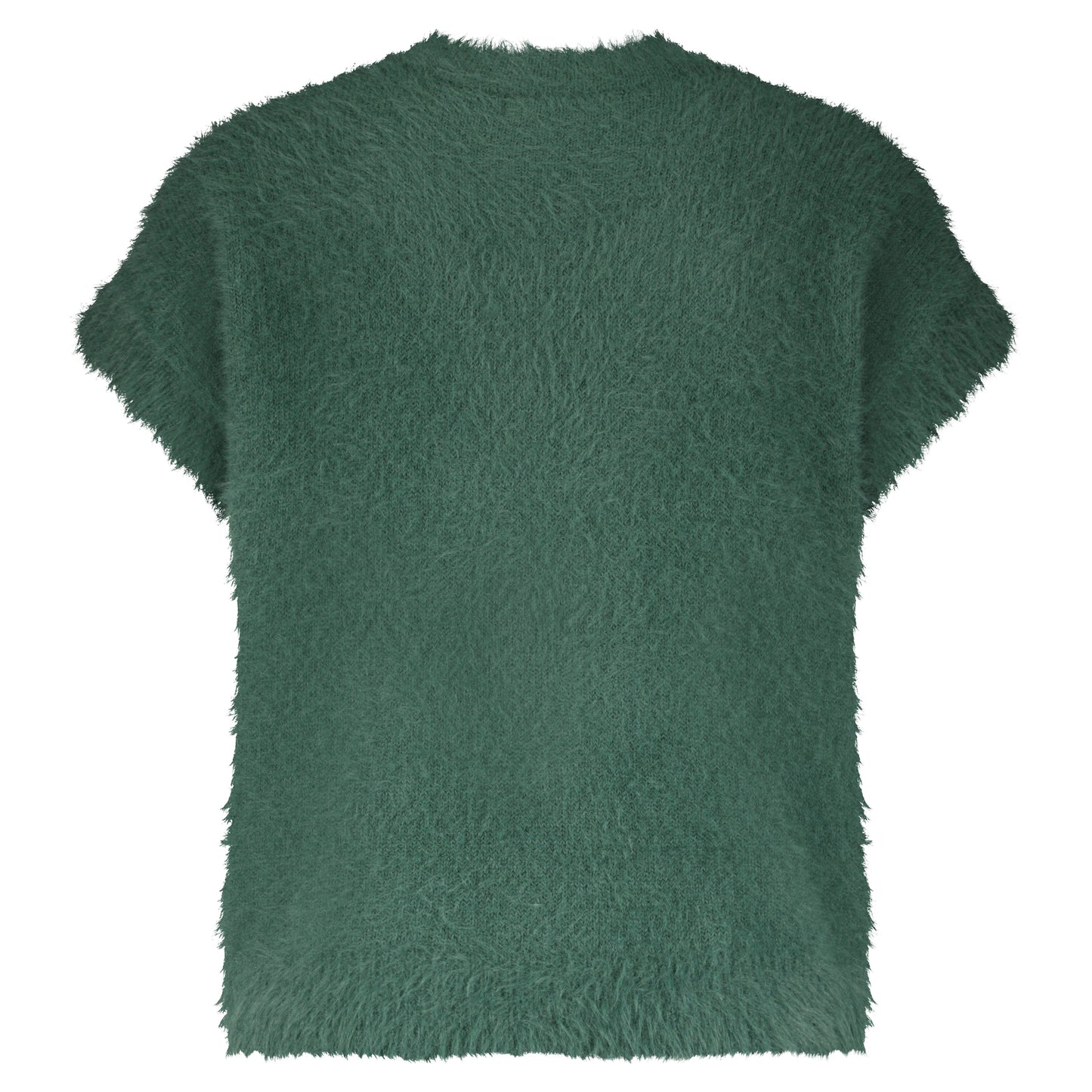 Fuzzy Sleeveless Cardigan | Pine Cardigan Red Button