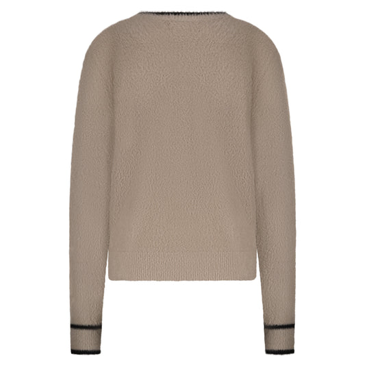 Fuzzy Sweater | Clay/Black Knitwear Red Button