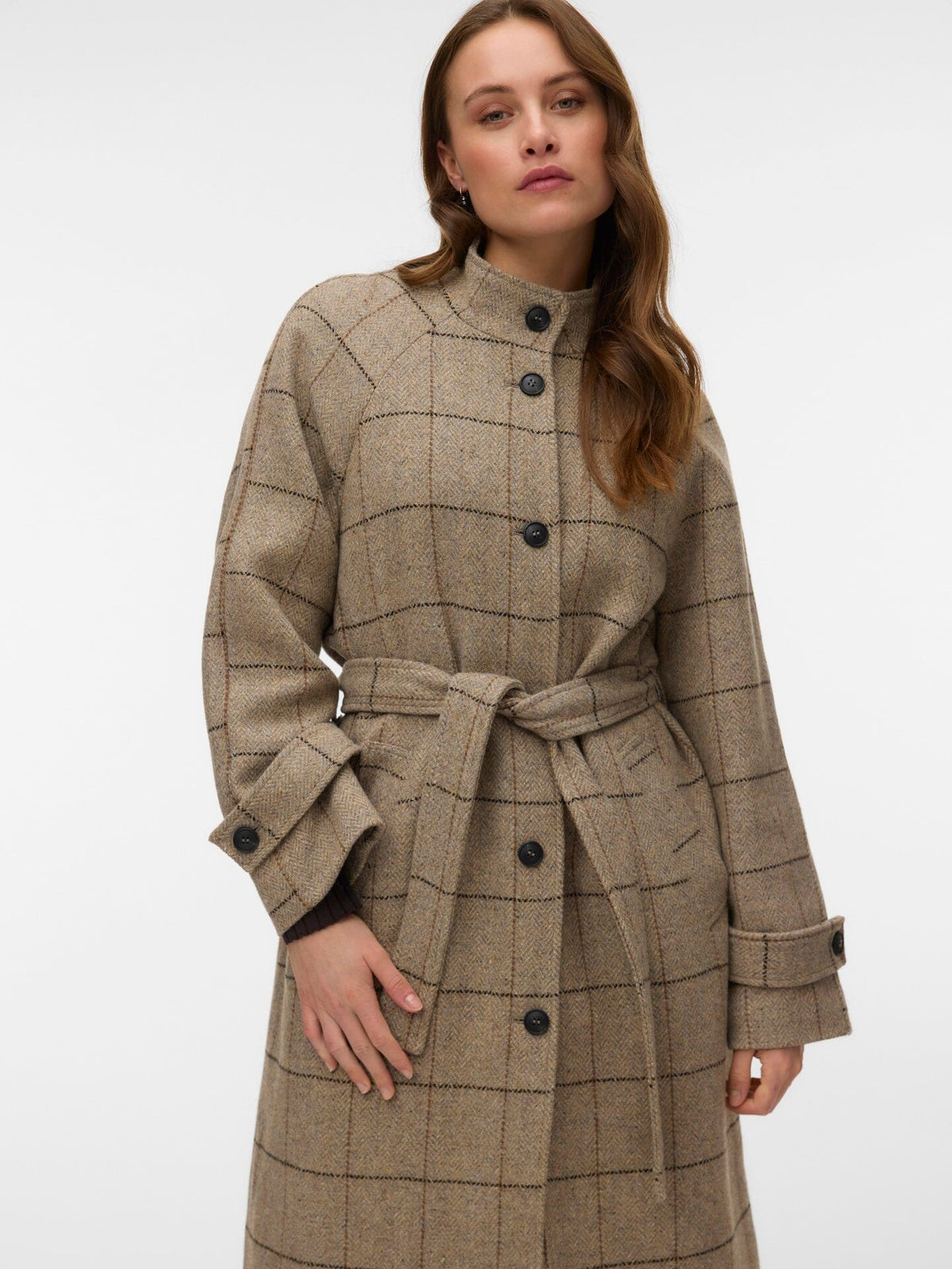 Gemma Check Coat | Light Grey Coats & Jackets Vero Moda