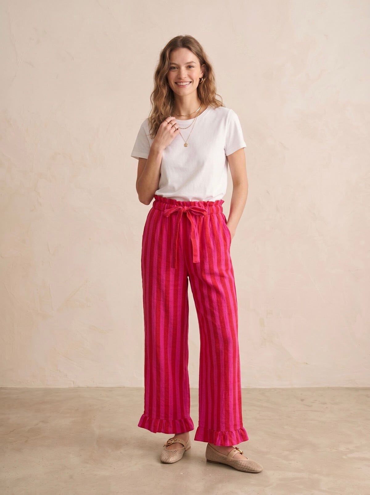 Ginevra Stripe Trousers | Fuchsia Trousers Parisienne Collection
