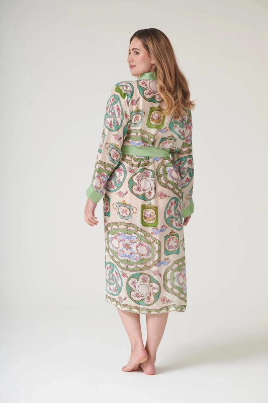 Gown | Afternoon Tea | Green Dressing Gown One Hundred Stars