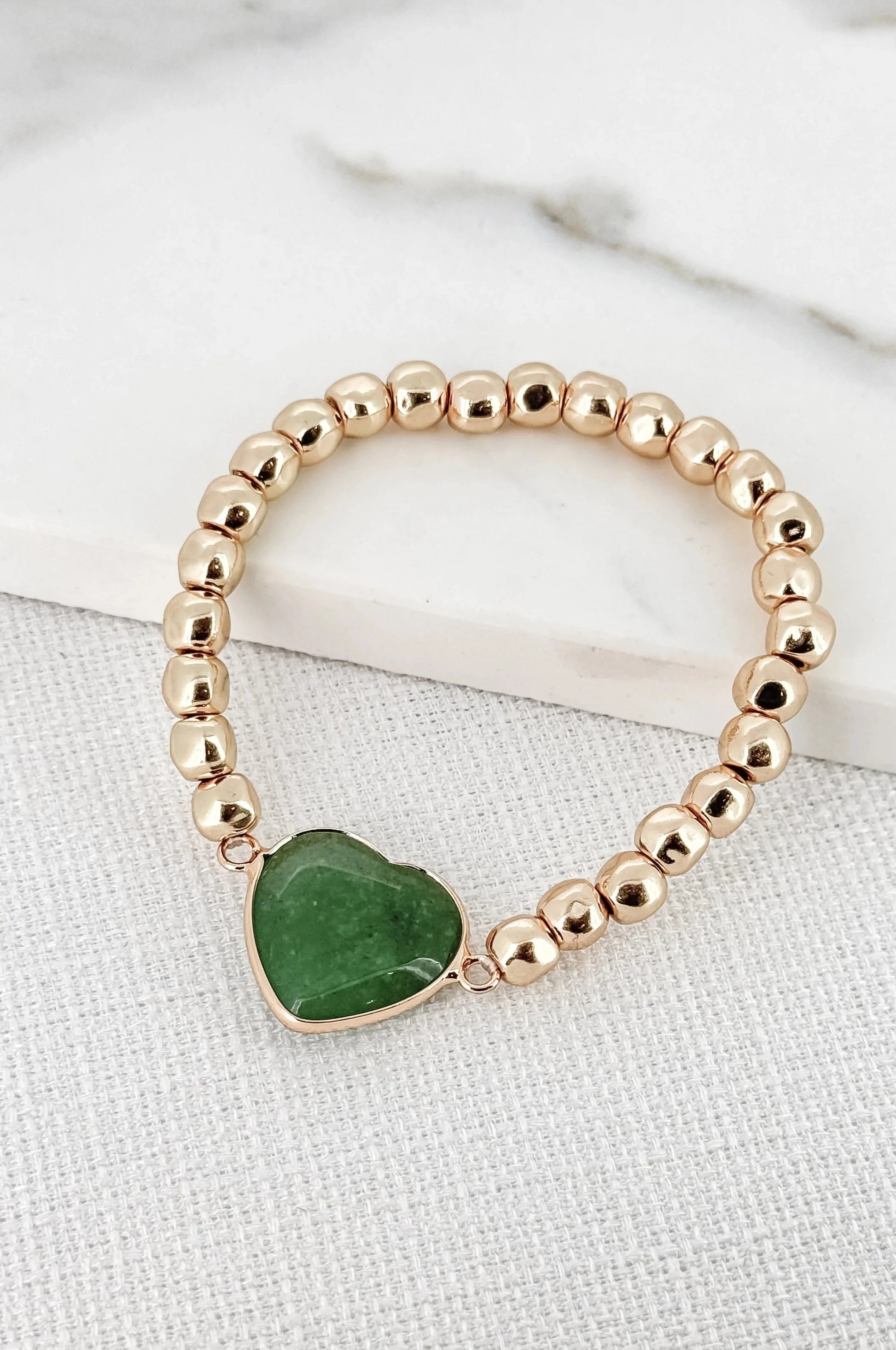 Green Heart Pendant Bracelet | Gold Bracelets Envy