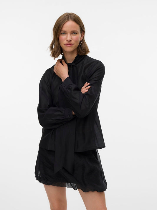 Halston Bow Top | Black Blouse Vero Moda